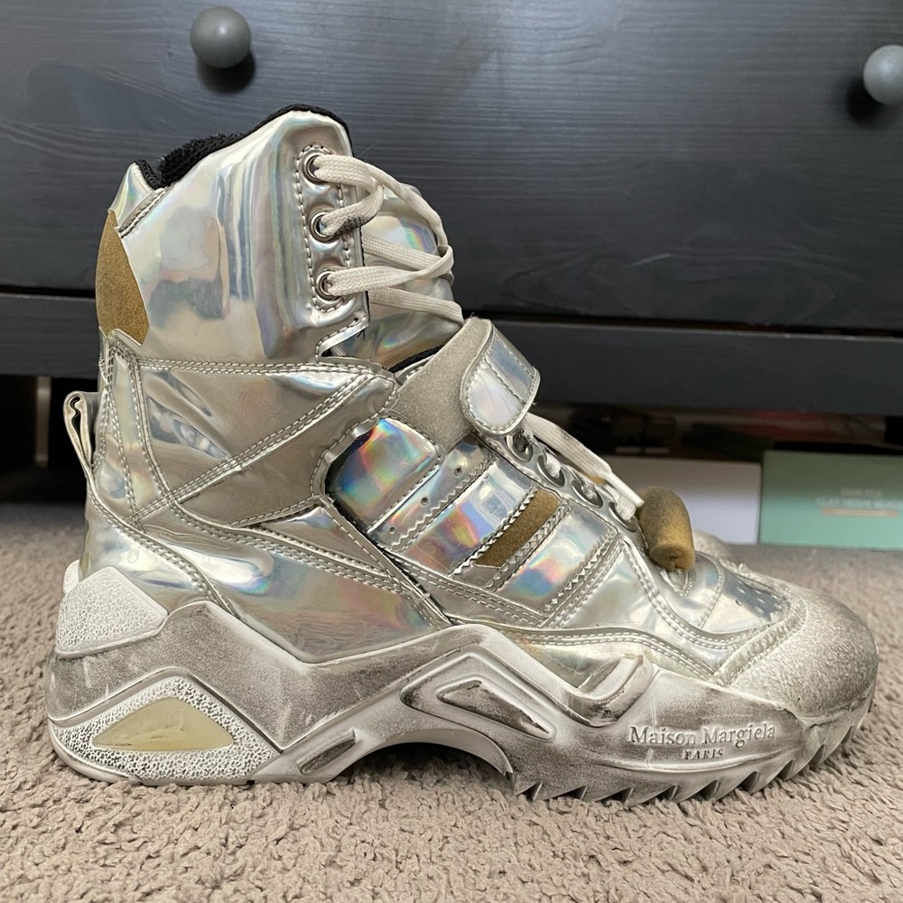 Maison Margiela Retro Fit Distressed High-Top Sneakers